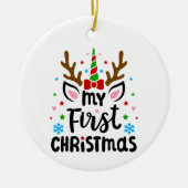 Weihnachtsjugendliche erste Einhorndekoration Keramik Ornament (Vorne)