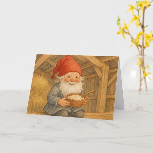 WeihnachtsJultomte Karte (Gelbe Blume)