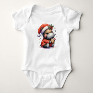 Weihnachtsjung des Hippopotamus Baby Strampler