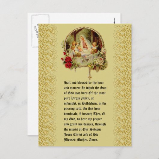 Weihnachtsjung Jesus in Manger Floral Pointsettia Postkarte (Vorne/Hinten)