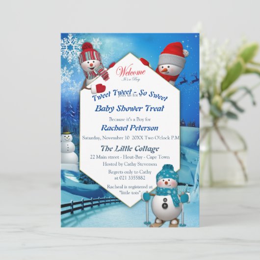 Weihnachtsjunge Ankunft Einladung (Stehend Vorderseite)