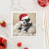 Weihnachtsjunge auf dem Pelzkissen Serviette (Beispiel)