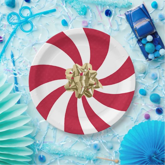 Weihnachtsjunge auf Peppermint Candy Pappteller (Party)