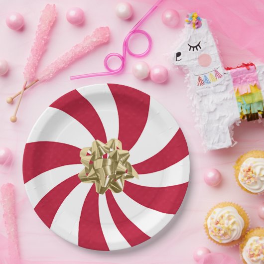 Weihnachtsjunge auf Peppermint Candy Pappteller (Party)