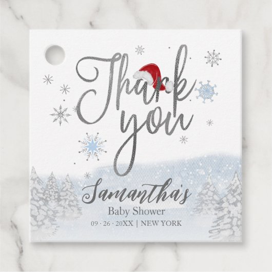 Weihnachtsjunge Babydusche Danke Geschenkanhänger (Vorderseite)