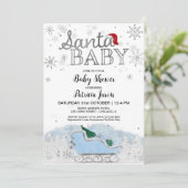 Weihnachtsjunge Babydusche Einladung (Stehend Vorderseite)