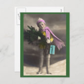 Weihnachtsjunge, Baum & Geschenke Feiertagspostkarte (Vorne/Hinten)