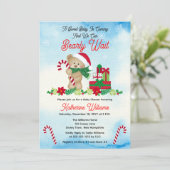 Weihnachtsjunge Bear Bear Bearly Wait Baby Dusche Einladung (Stehend Vorderseite)