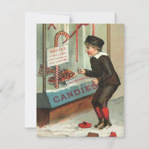 Weihnachtsjunge bereit für Candy Cane Feiertagskarte