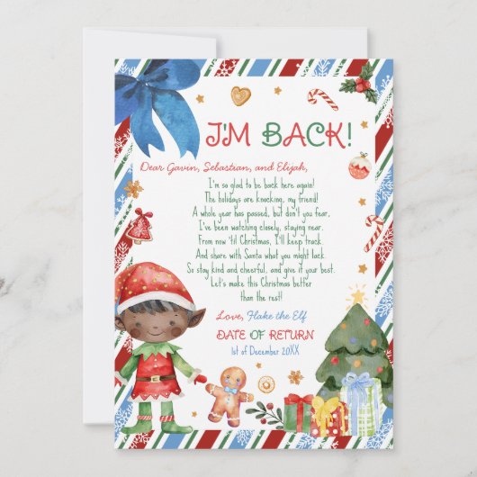Weihnachtsjunge Brief aus Elf Letter Card Einladung (Vorderseite)