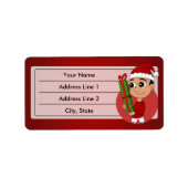 Weihnachtsjunge-Cartoon Adressaufkleber (Vorne)