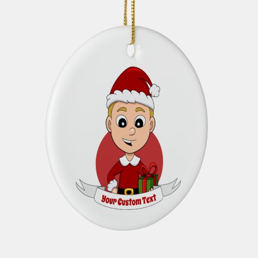 Weihnachtsjunge Cartoon Keramik Keramik Ornament (Rechts)