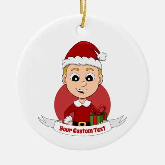 Weihnachtsjunge Cartoon Keramik Keramik Ornament (Vorne)