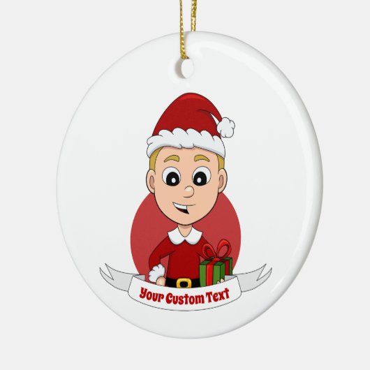 Weihnachtsjunge Cartoon Keramik Keramik Ornament (Links)
