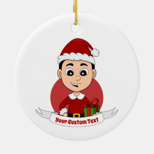 Weihnachtsjunge Cartoon Keramik Keramik Ornament