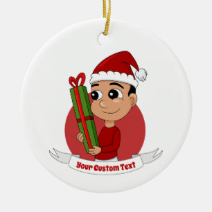 Weihnachtsjunge Cartoon Keramik Keramik Ornament