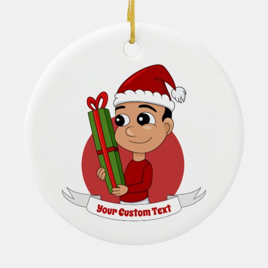 Weihnachtsjunge Cartoon Keramik Keramik Ornament (Hinten)