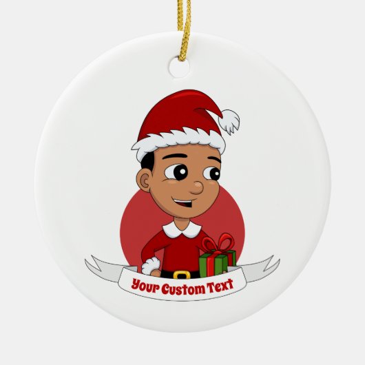 Weihnachtsjunge Cartoon Keramik Keramik Ornament (Vorne)