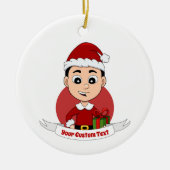 Weihnachtsjunge Cartoon Keramik Ornament (Vorne)