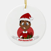 Weihnachtsjunge Cartoon Keramik Ornament (Vorne)