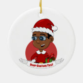 Weihnachtsjunge Cartoon Keramik Ornament (Hinten)