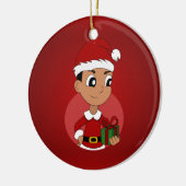 Weihnachtsjunge Cartoon Keramikornament (Links)