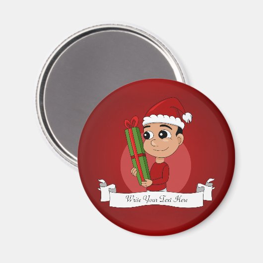 Weihnachtsjunge-Cartoon-Magnet Magnet (Vorderseite/Rückseite)