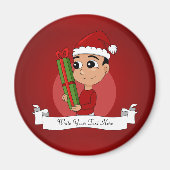 Weihnachtsjunge-Cartoon-Magnet Magnet (Vorne)