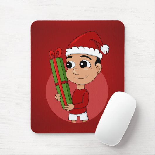 Weihnachtsjunge Cartoon-Mauspad Mousepad (Mit Mouse)