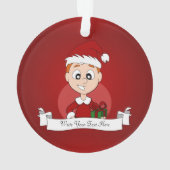 Weihnachtsjunge Cartoon Ornament (Rückseite)