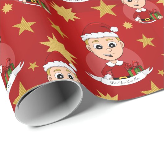 Weihnachtsjunge Cartoon Packpapier (Rolleneckpunkt)