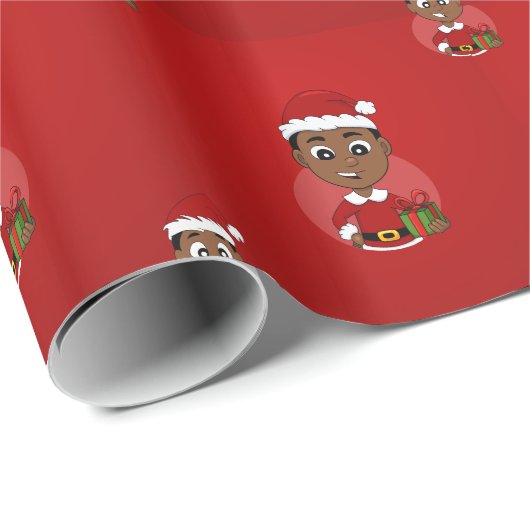 Weihnachtsjunge Cartoon Packpapier (Rolleneckpunkt)