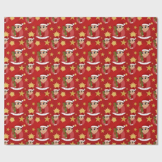 Weihnachtsjunge Cartoon Packpapier (Flach)