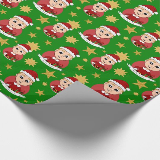 Weihnachtsjunge Cartoon Packpapier (Ecke)