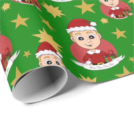 Weihnachtsjunge Cartoon Packpapier (Rolleneckpunkt)