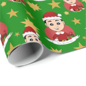 Weihnachtsjunge Cartoon Packpapier (Rolleneckpunkt)