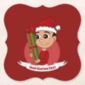 Weihnachtsjunge Cartoon Papier Untersetzer (Vorderseite)