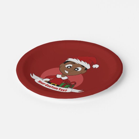 Weihnachtsjunge Cartoon Pappteller (Schrägansicht)