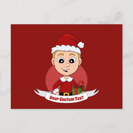 Weihnachtsjunge Cartoon Postkarte (Vorderseite)
