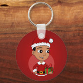 Weihnachtsjunge Cartoon Schlüsselanhänger (Vorderseite)