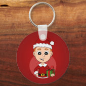 Weihnachtsjunge Cartoon Schlüsselanhänger (Vorderseite)