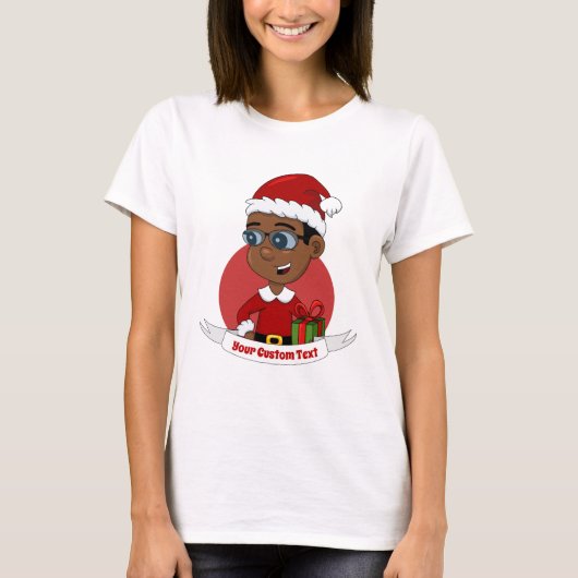 Weihnachtsjunge Cartoon T - Shirt (Vorderseite)