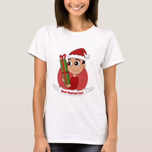 Weihnachtsjunge Cartoon T - Shirt (Vorderseite)