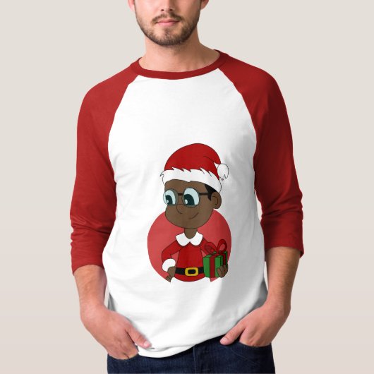 Weihnachtsjunge Cartoon T-Shirt (Vorderseite)