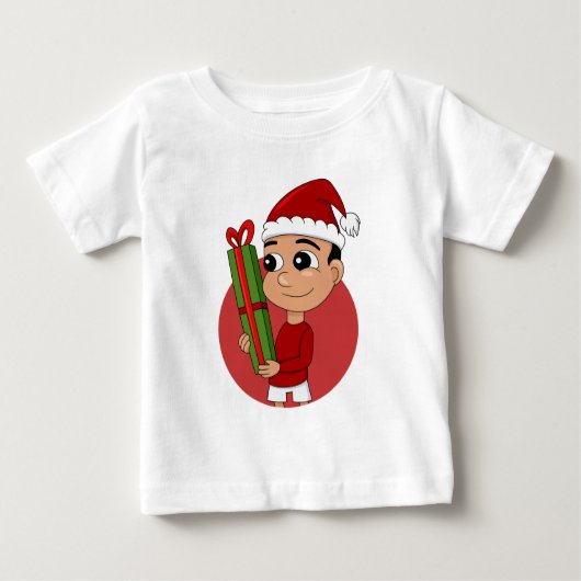 Weihnachtsjunge Cartoon T - Shirt (Vorderseite)