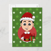 Weihnachtsjunge Cartoon Weihnachtskarte Feiertagspostkarte (Vorne/Hinten)