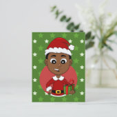 Weihnachtsjunge Cartoon Weihnachtskarte Feiertagspostkarte (Stehend Vorderseite)