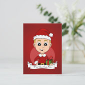 Weihnachtsjunge Cartoon Weihnachtskarte Feiertagspostkarte (Stehend Vorderseite)