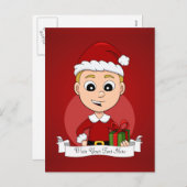 Weihnachtsjunge Cartoon Weihnachtskarte Feiertagspostkarte (Vorne/Hinten)