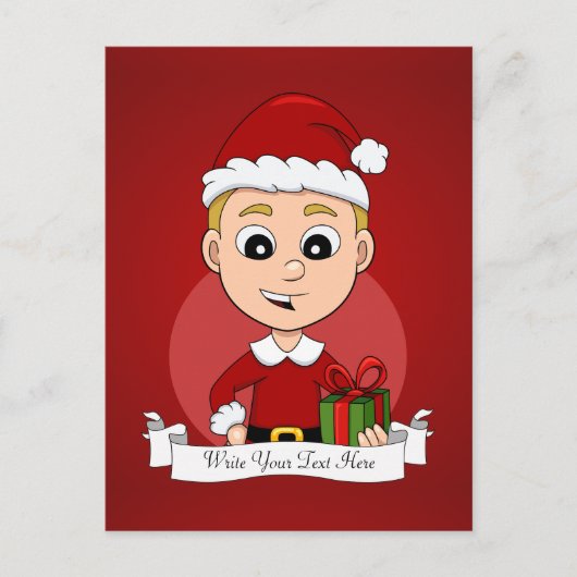 Weihnachtsjunge Cartoon Weihnachtskarte Feiertagspostkarte (Vorderseite)